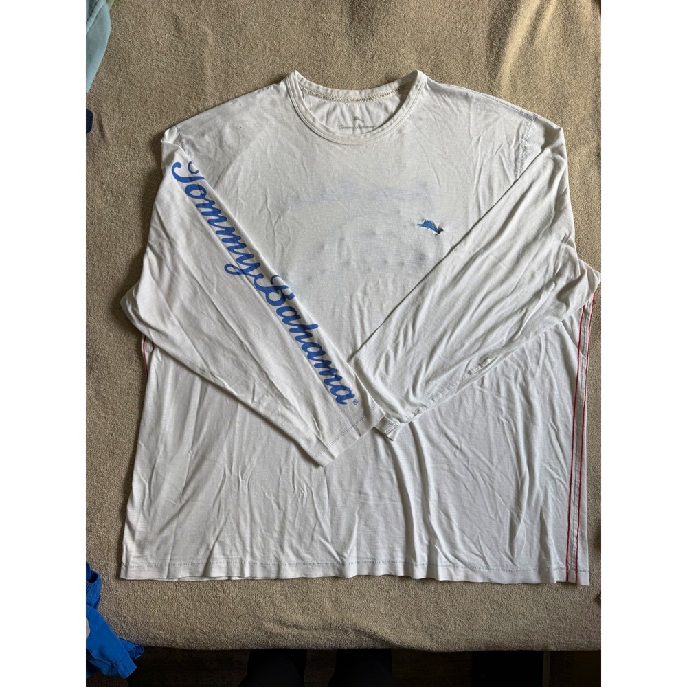 Tommy Bahama Men's 3XL Long Sleeve Shirt Embroidered Marlin Spellout White